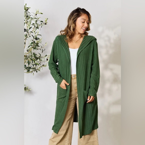 Basic Bae Full Size Ribbed Open Front Long Sleeve Cardigan - Picture 8 of 15